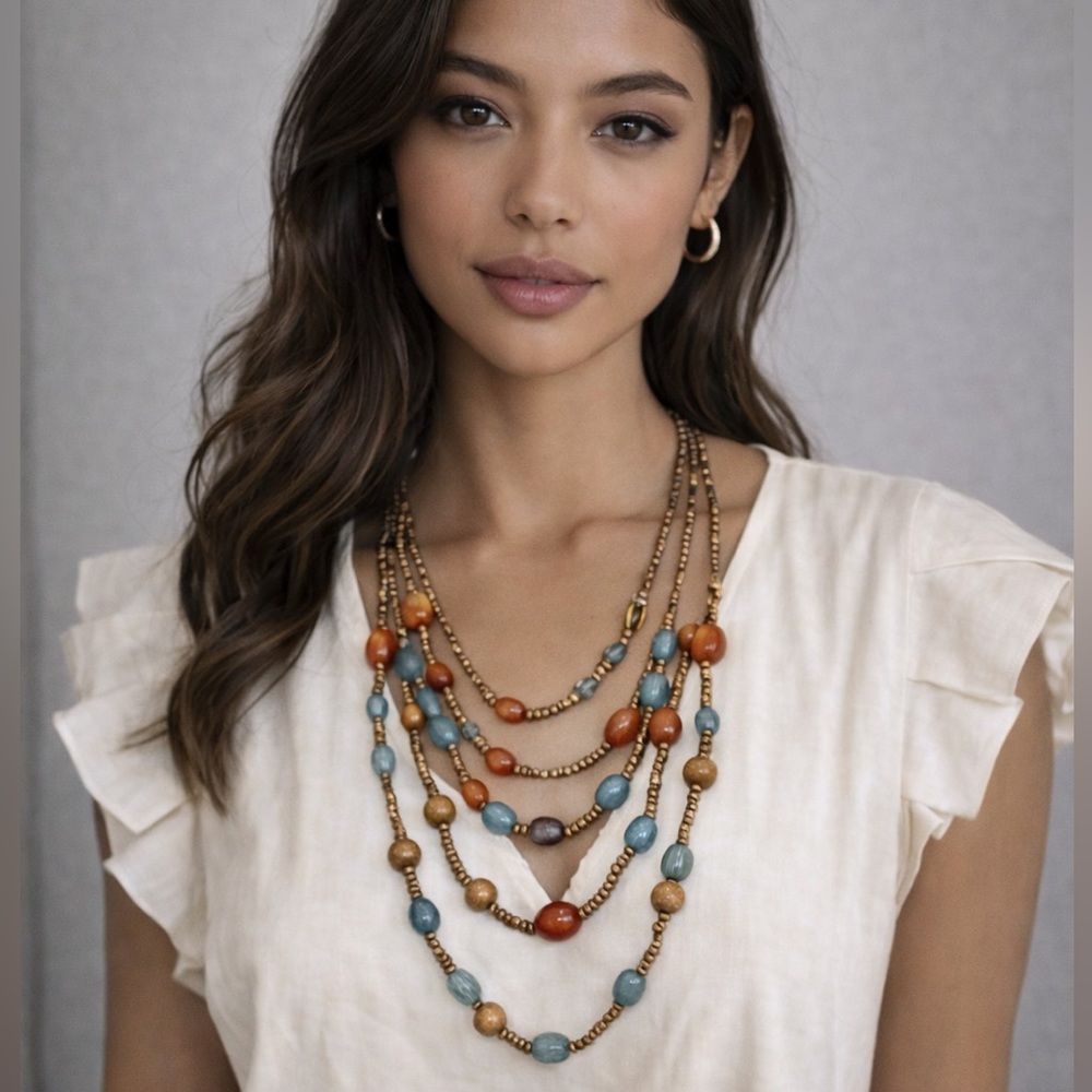 Vintage 90s statement piece necklace and Tiffany blue and brown perfect for fall